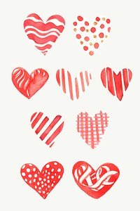 Valentine's day patterned vector heart collection