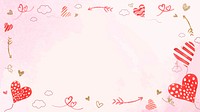 Valentine&rsquo;s heart balloon frame vector pink watercolor background
