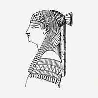 Egyptian sculpture  clipart, black & white illustration psd. Free public domain CC0 image.