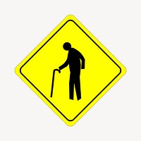 Elderly crossing illustration. Free public domain CC0 image.