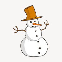 Snowman collage element, drawing illustration vector. Free public domain CC0 image.