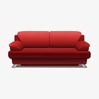 Red sofa illustration. Free public domain CC0 image.