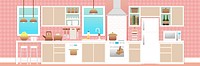 Pink kitchen clipart, illustration vector. Free public domain CC0 image.