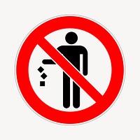 No littering sign illustration. Free public domain CC0 image.