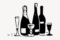 Alcoholic beverages clipart, illustration vector. Free public domain CC0 image.