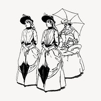 Victorian ladies clipart, illustration vector. Free public domain CC0 image.
