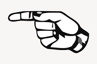 Hand pointing clipart, illustration. Free public domain CC0 image.