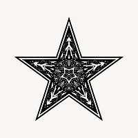 Decorative star clipart, illustration vector. Free public domain CC0 image.