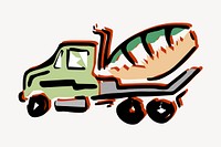 Cement truck clipart, illustration vector. Free public domain CC0 image.