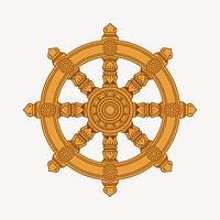 Buddhist wheel clipart, illustration psd. Free public domain CC0 image.