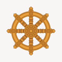 Buddhist wheel clipart, illustration. Free public domain CC0 image.