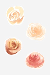 Hand drawn roses psd watercolor decorative collection
