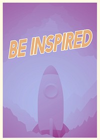 Word about inspiration and good attitude with rocket graphic