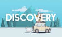 Illustration of discovery journey road trip traveling