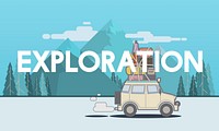 Illustration of discovery journey road trip traveling