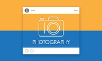 Social media with camera icon graphic