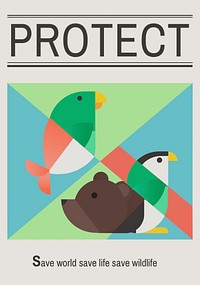 Save endangered animals icon graphic