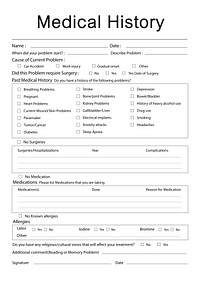 Medical Patient Report Form Record History Information Word