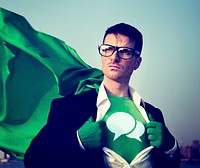 Speech bubbles Strong Superhero Success Professional Empowerment Stock Concept