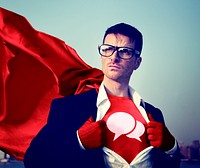 Speech bubbles Strong Superhero Success Professional Empowerment Stock Concept