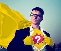Question Mark Strong Superhero Success Professional Empowerment Stock Concept