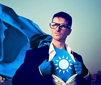 Strong Superhero Businessman Sun Concepts