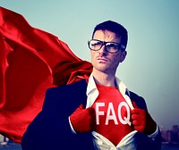 Strong Superhero Businessman FAQ Concepts