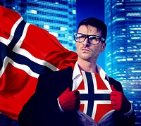 Businessman Superhero Country Norway Flag Culture Power Concept