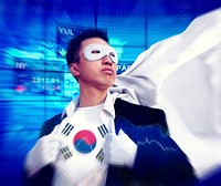 Superhero Businessman South Korea Stock Market Concept
