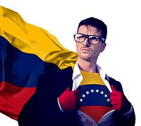 Businessman Superhero Country Venezuela Flag Culture Power Concept