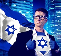 Superhero Businessman Israeli Cityscape Concept