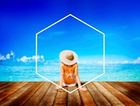 Hexagon Frame Holiday Summer Vacation Copy Space Concept