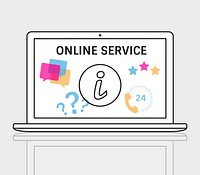 Illustration of contact us online customer services on laptop