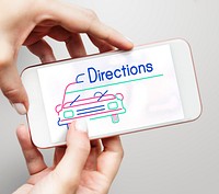 Illustration of automotive car rental transportation on mobile phone