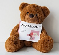 Teddy bear with charity donations campaign illustration