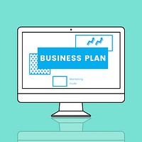 Startup new business competition plan word on computer