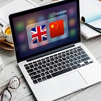 English Chinese Languages Translation Application Concept