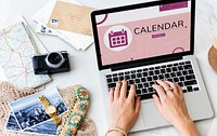 Illustration of personal organizer reminder calendar on laptop