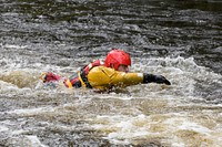 Firefighter training in water, 20 March, 2019, Cheshire, UK. Original public domain image from Flickr