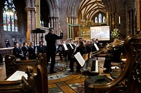 Orchestra in church, May 4, 2019, Cheshire, UK. Original public domain image from Flickr