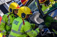 Car crash rescue, February 14, 2019, Cheshire, UK. Original public domain image from Flickr