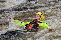 Firefighter training in water, 20 March, 2019, Cheshire, UK. Original public domain image from Flickr