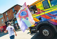 Pride parade flag, August 24, 2019, Manchester, UK. Original public domain image from Flickr