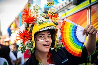 Woman in pride parade, August 24, 2019, Manchester, UK. Original public domain image from Flickr