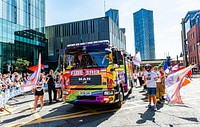Pride parade truck, August 24, 2019, Manchester, UK. Original public domain image from Flickr