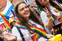 Woman in pride parade, September 22, 2019, Chester, UK. Original public domain image from Flickr