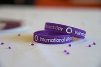 Purple wristband, International Women's Day, March 6, 2020, Cheshire, UK. Original public domain image from Flickr