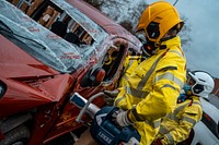 Firefighter rescue training, February 19, 2021, Cheshire, UK. Original public domain image from Flickr