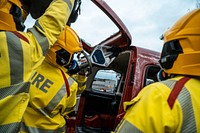 Car crash rescue training, February 19, 2021, Cheshire, UK. Original public domain image from Flickr