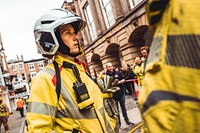 Female firefighter, May 9, 2022, Cheshire, UK. Original public domain image from Flickr